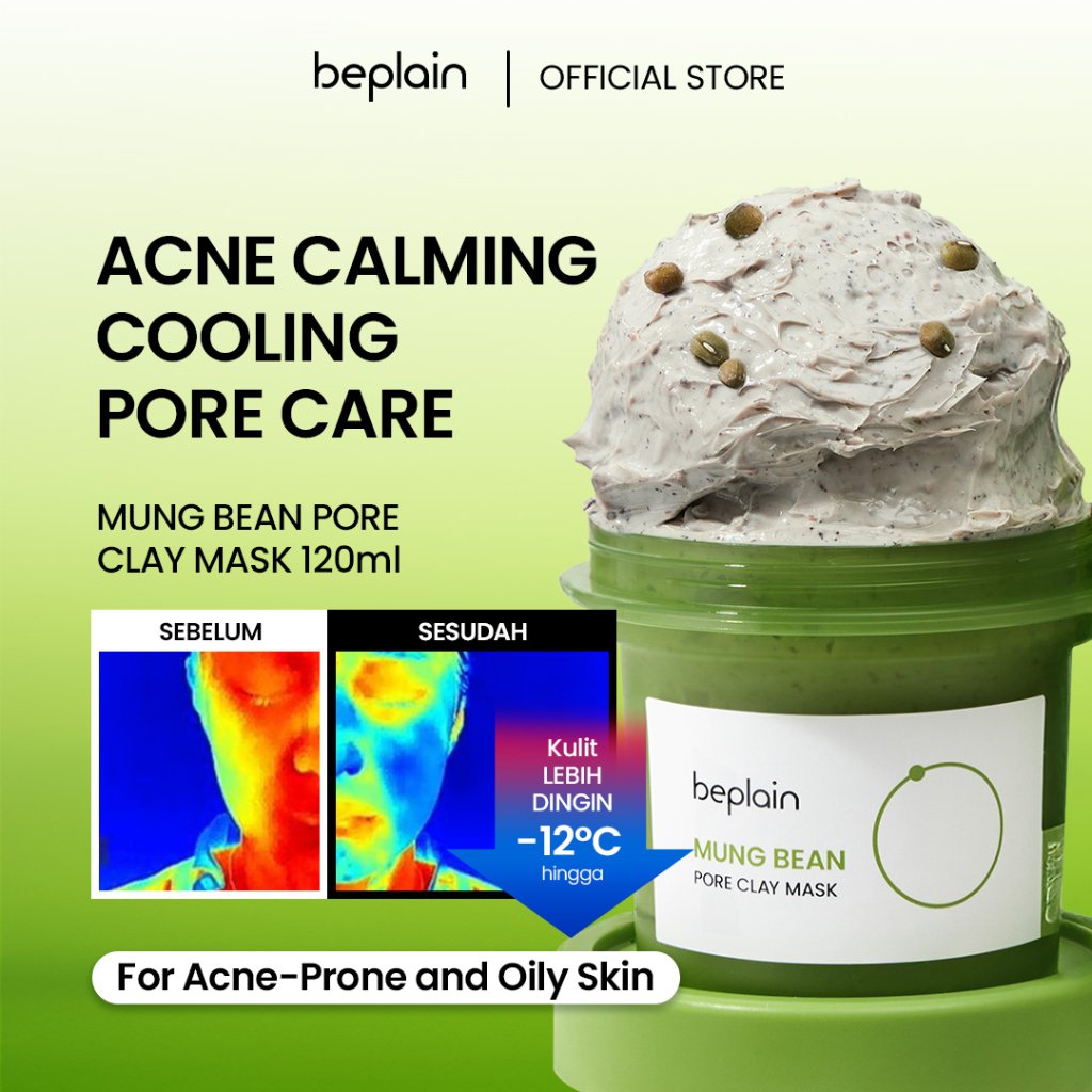 BEPLAIN MUNG BEAN PORE CLAY MASK 120ml | Wash Off Mask – Perawatan Komedo & Whitehead & Jerawat