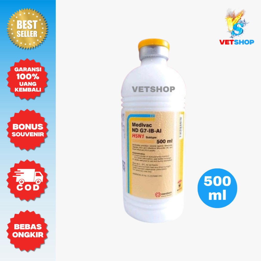 ND G7-IB AI H5N1 Medivac Medion 500ml - Atasi Tetel Flu Burung Pada Ayam - VETSHOP