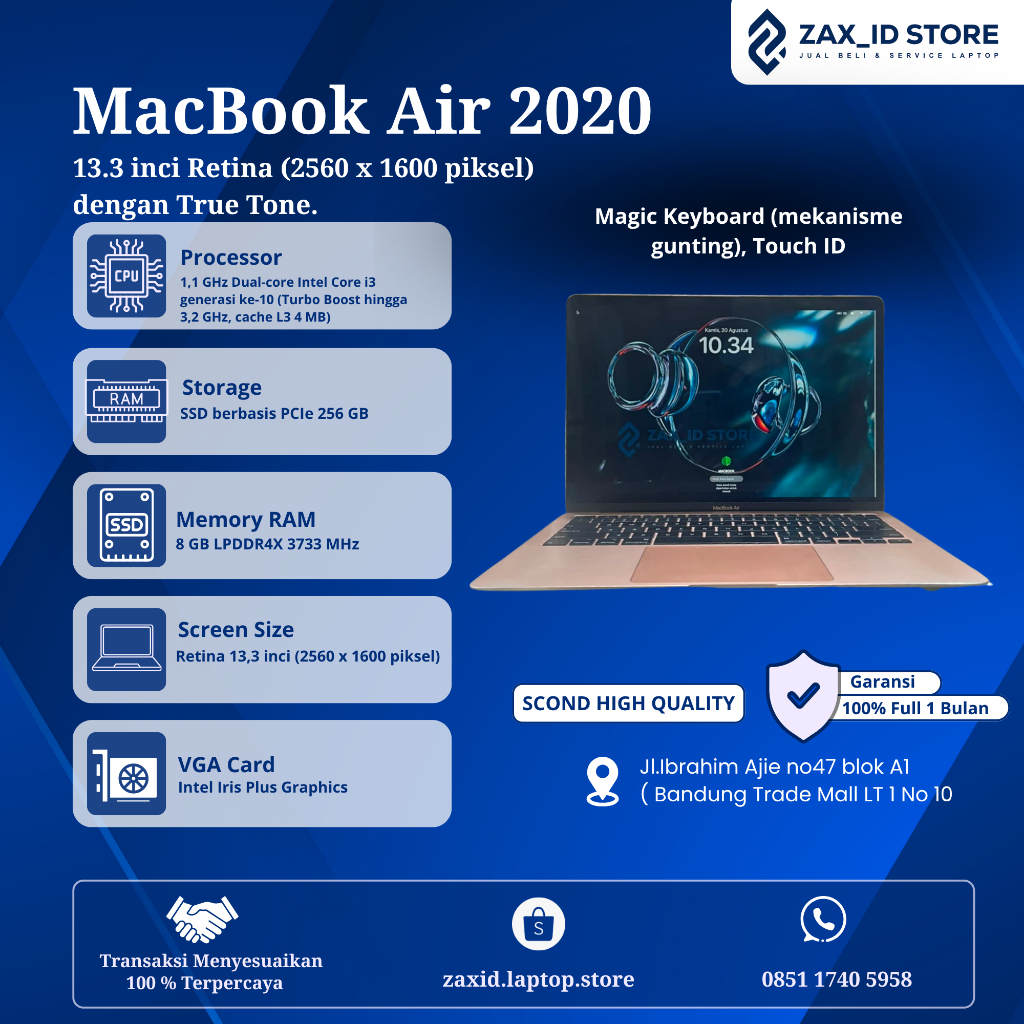 Macbook Air 2020 intel core i5/i3 Original second High Quality - grade A gray/silver/rosegold