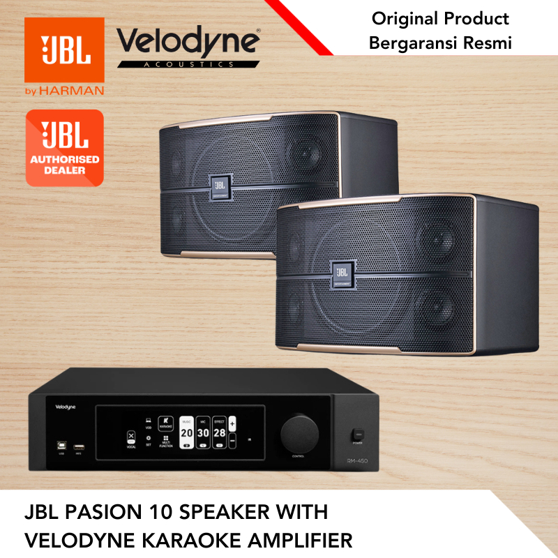 Paket Karaoke JBL Pasion 10 Karaoke Speaker dan Velodyne RM450 Karaoke Amplifier