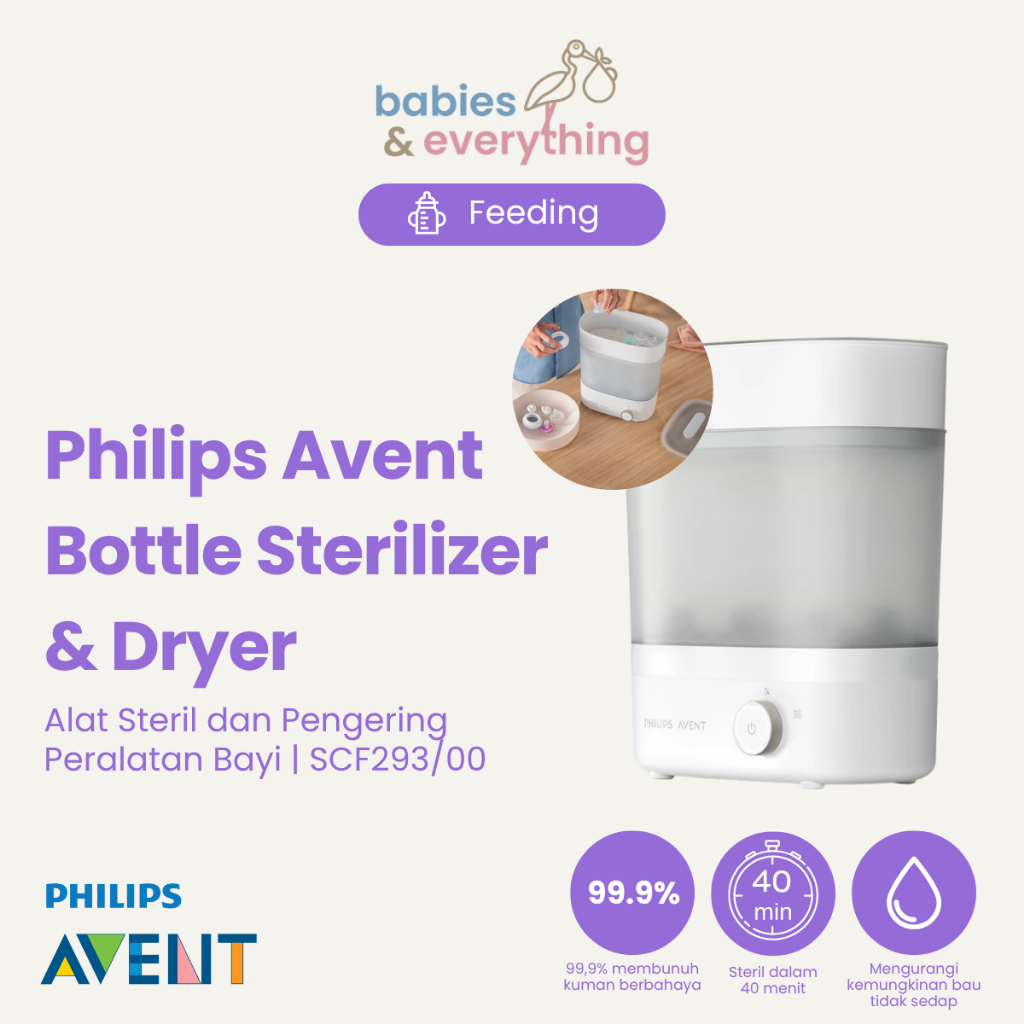 Philips Avent | Sterilizer & Dryer | Alat Steril & Pengering Peralatan Bayi | Terbukti Hilangkan 99,
