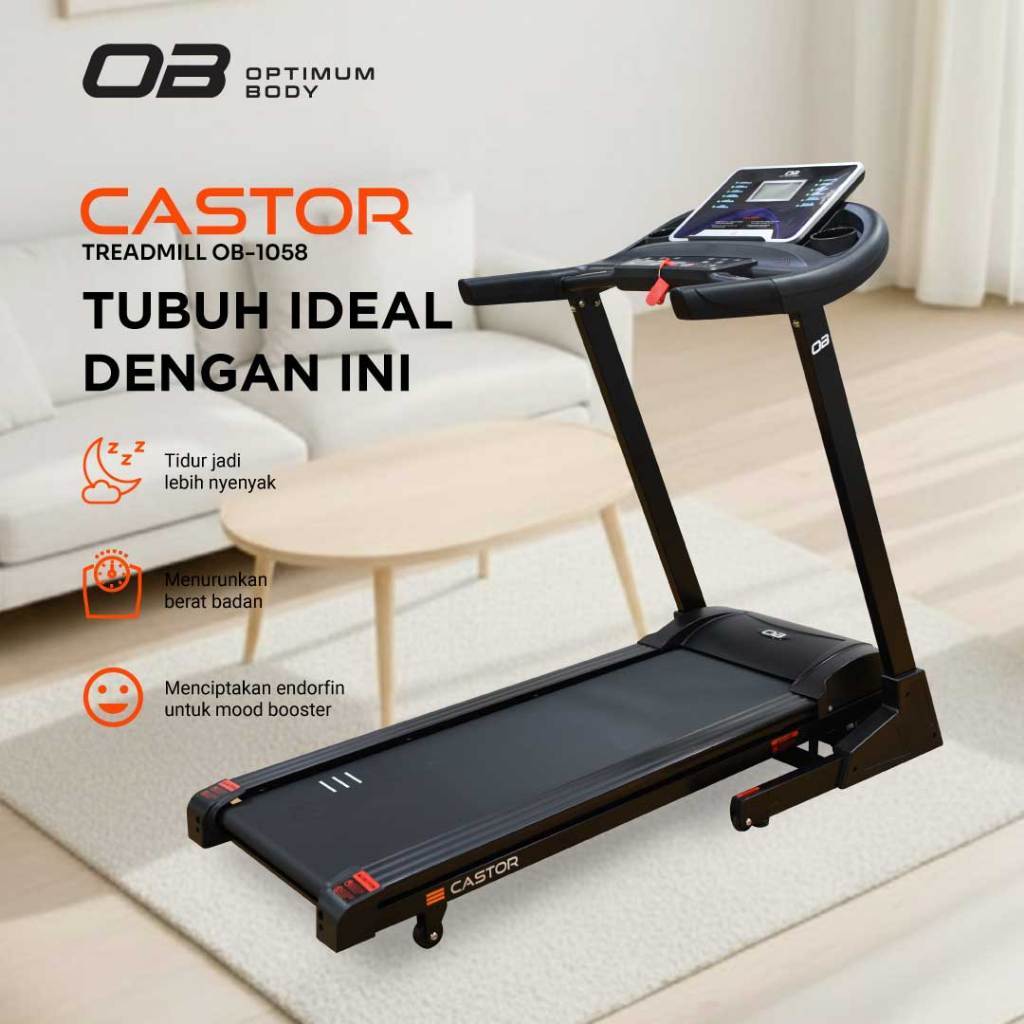 Elektrik Treadmill New Castor OB-1058 dengan monitor pop terbaru dan desain terbaru untuk latihan be