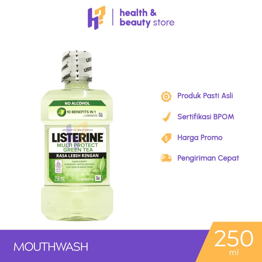 LISTERINE NATURAL GREEN TEA | OBAT KUMUR ANTISEPTIK, OBAT KUMUR MULUT, KEBERSIHAN MULUT, CEGAH BAU M