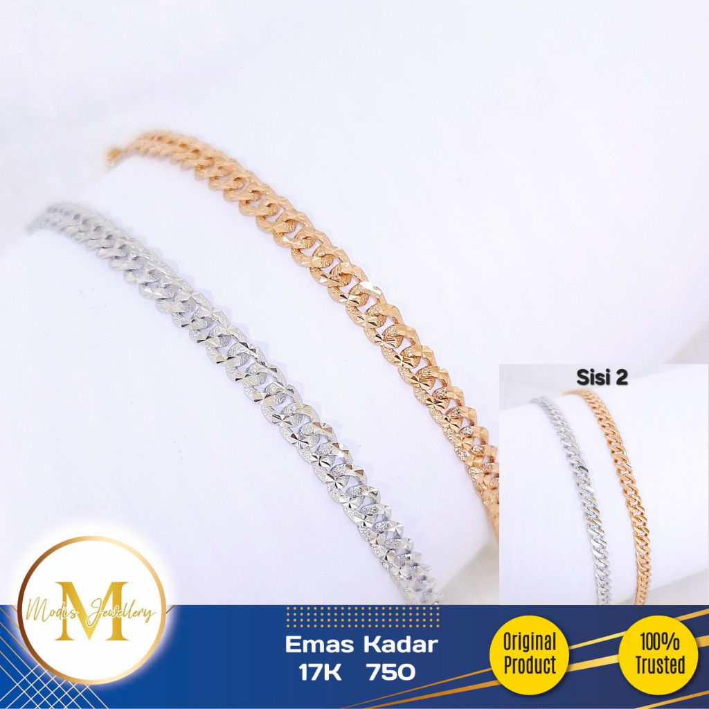 MODIS JEWELLERY - Gelang Sisik Naga Anak Putih Rosegold  - Emas 17k  750