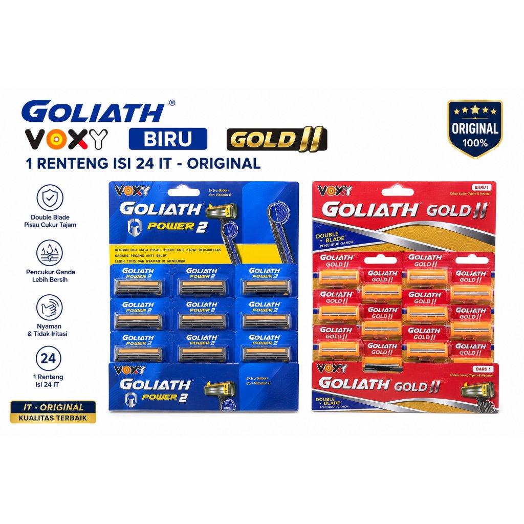 pisau cukur goliath voxy biru dan gold ll 1renteng isi 24 IT - Original