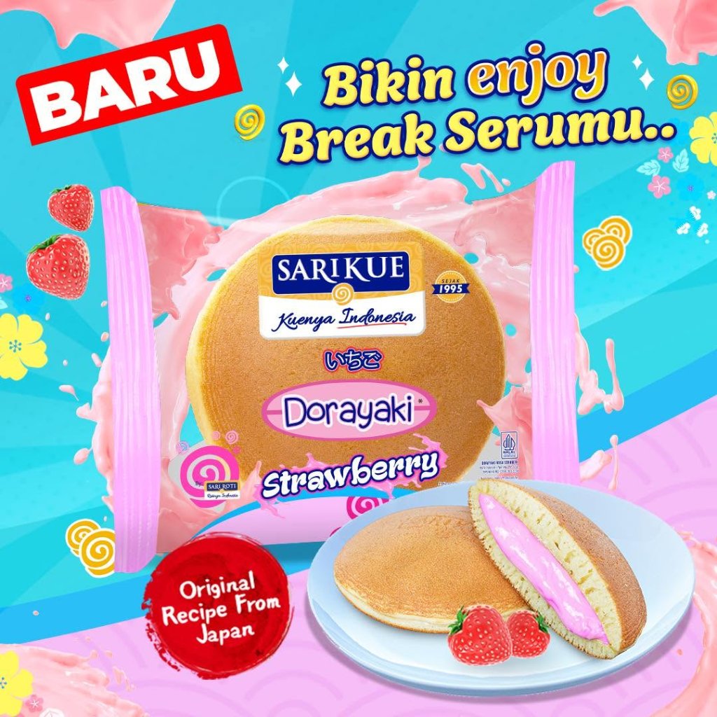 Roti Dorayaki Sari Roti (Sari Kue) Semua Rasa, Coklat, Stroberi, Kacang, Keju