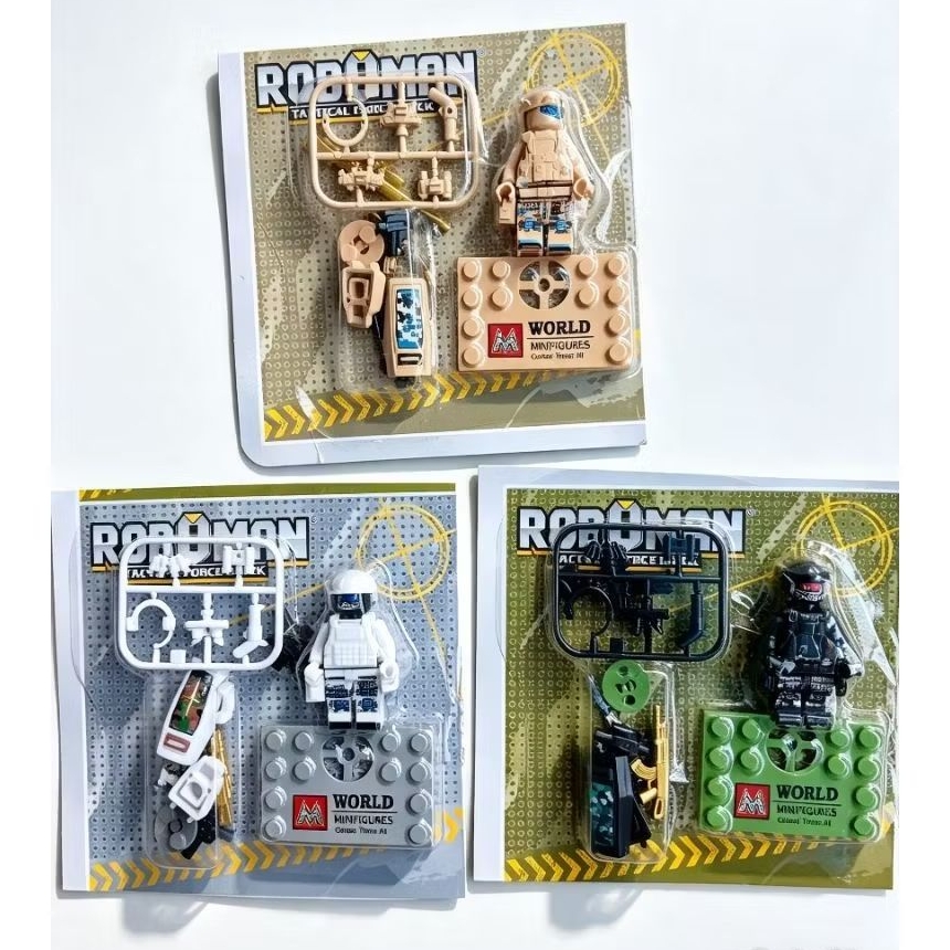 Mini Figure Tentara army Roboman , balok susun mini