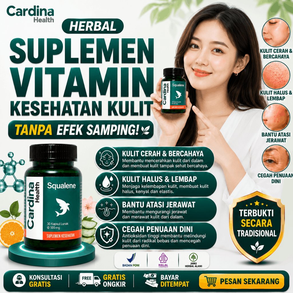 Cardina Health Squalene 500mg 30 Kapsul | Suplemen Squalene untuk Kesehatan Kulit