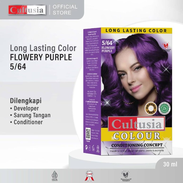 Cultusia Cat Rambut Hair Color Flowery Purple 5/64 30 ML