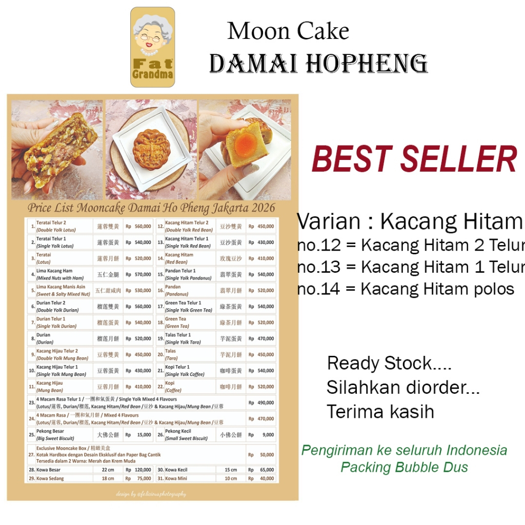 AGEN MoonCake Damai Kue Bulan DAMAI - Kacang Hitam Tausa Hitam