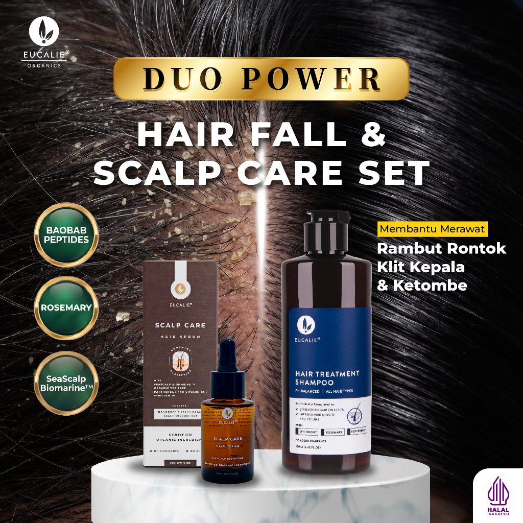 [Flash Sale] Eucalie Hair Treatment Shampoo dan Scalp Care Serum, Perawatan Kulit Kepala untuk Rambu