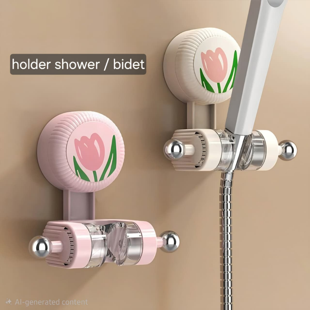 Adjustable Suction Cup Holder Shower Head Holder with Side Hook J02
