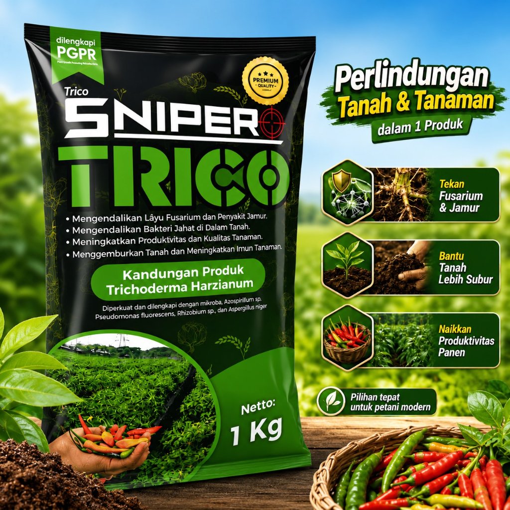 Tricosniper 1KG – Trichoderma Harzianum + PGPR Biofungisida Pengendali Fusarium Antraknosa