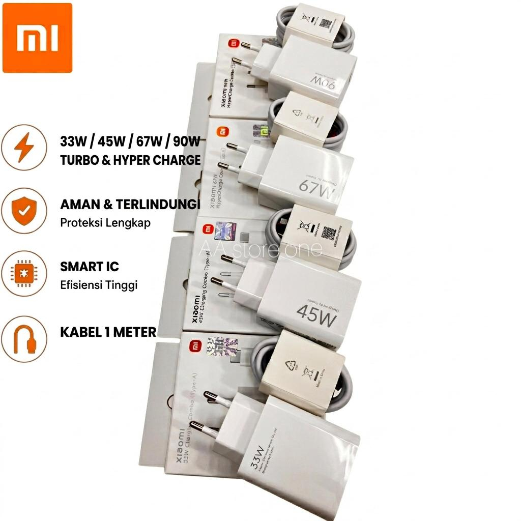Charger Xiaomi 33W/45W/67W/90W Original 100% Turbo Charger Fast Chaarging