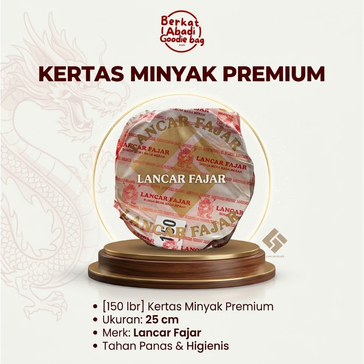 [150 lbr] kertas minyak bunga merk naga merah / naga merah 25 cm / kertas minyak bunga 25cm / kertas