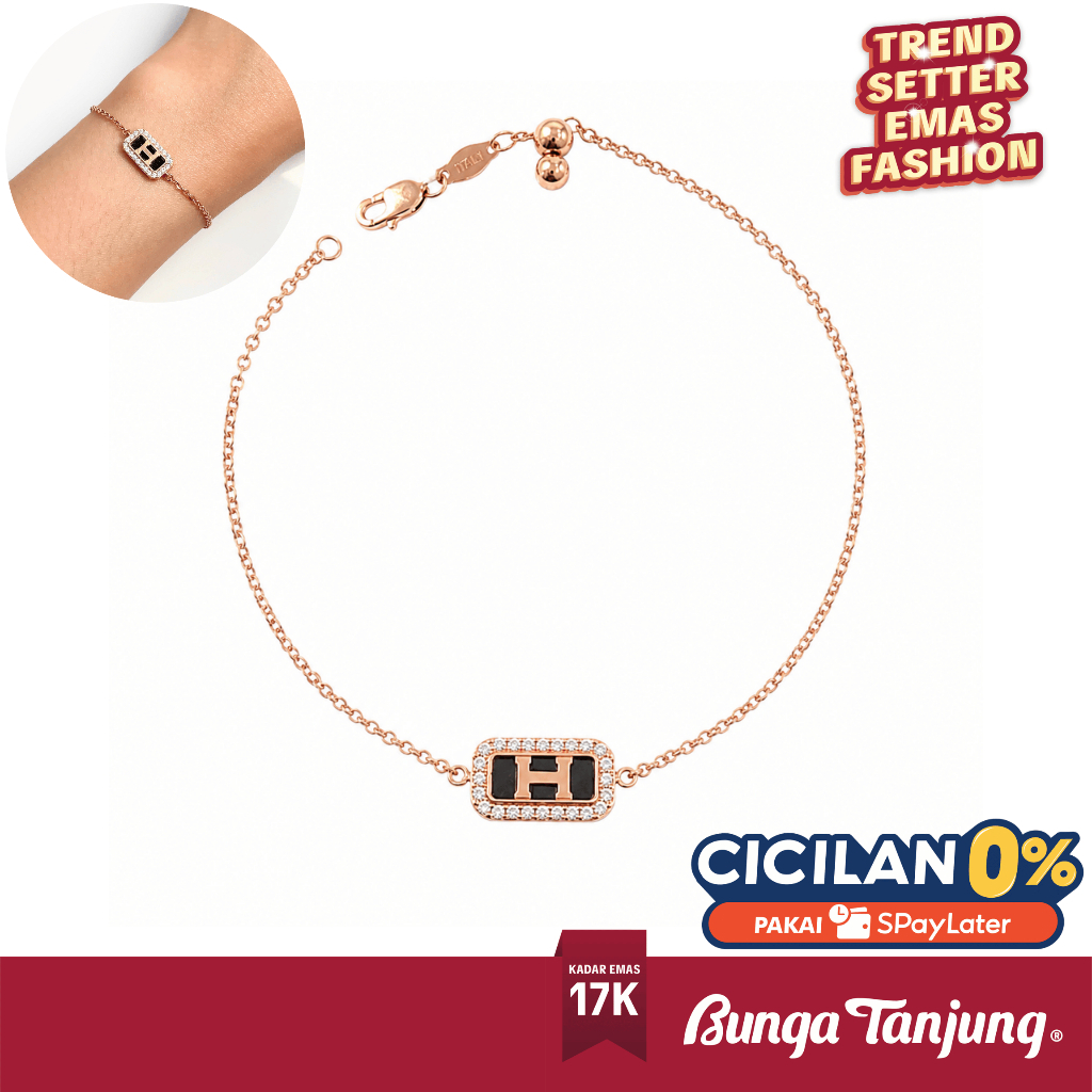 GELANG SERUT BLACK ONYX - EMAS 17K - BUNGA TANJUNG GOLD