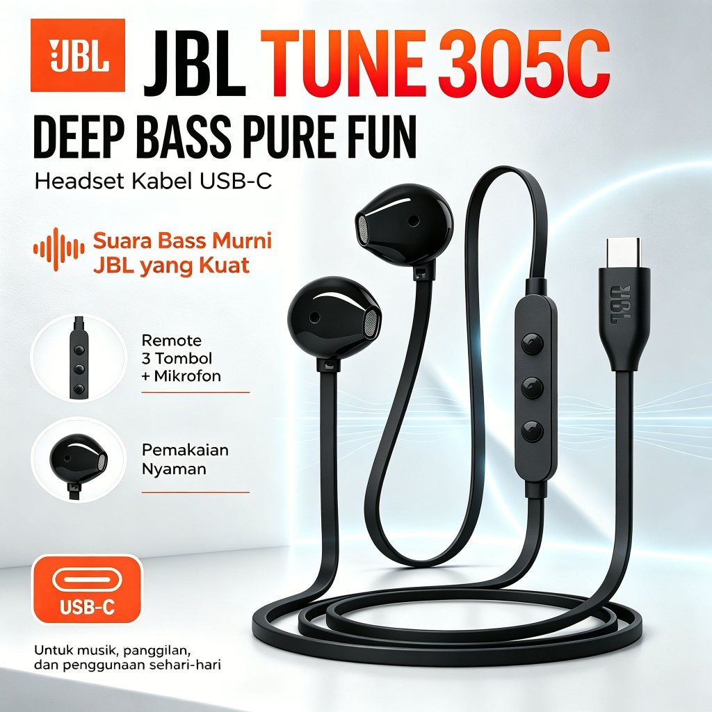 Original 100% JBL TUNE 305 C /JBL TUNE 310 C/JBL T110 Earphone Headset Kabel In-Ear Super Bass Stere