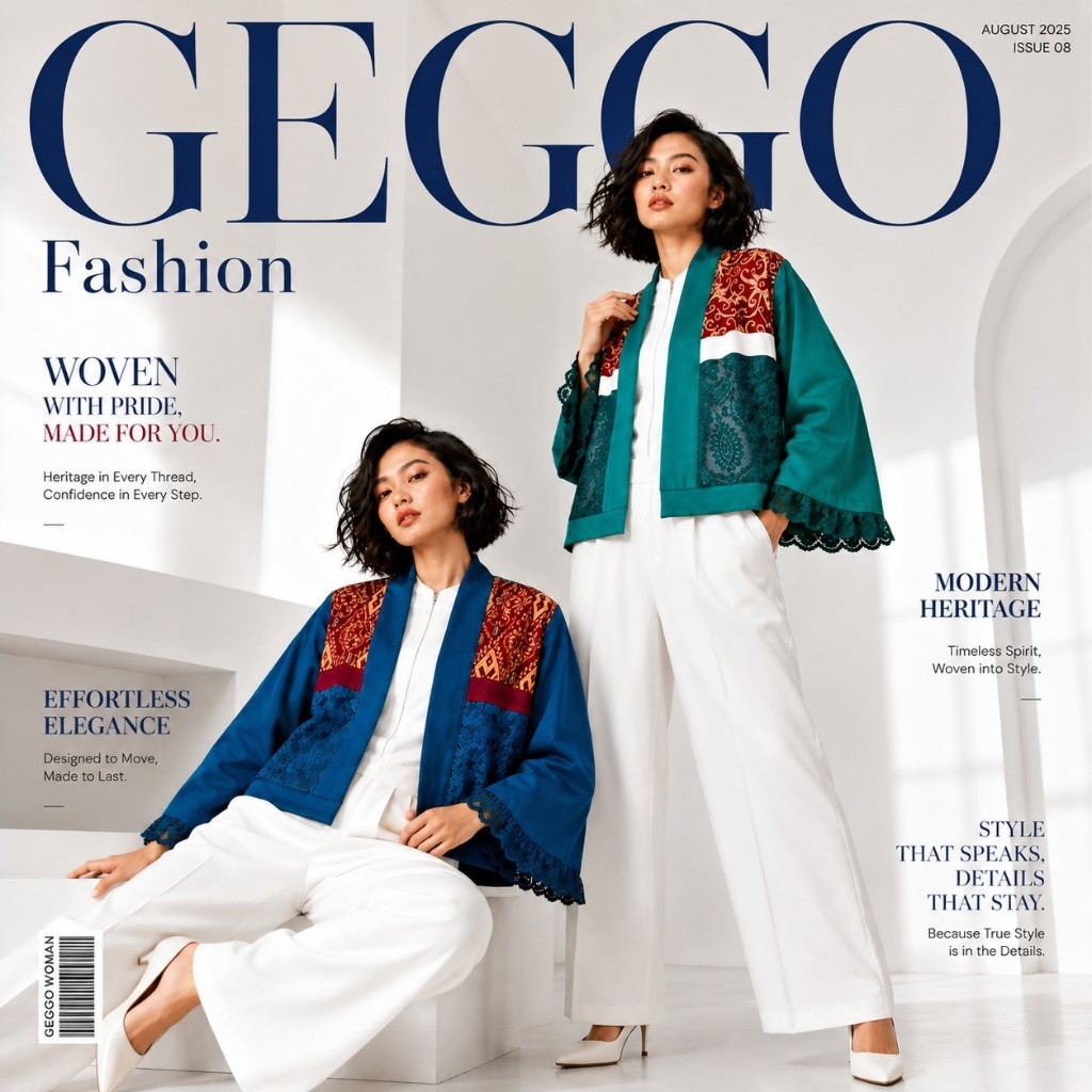 LAKOSI Outer Atasan Wanita Outer Hijau Bahan Katun Mix Brukat by Geggo Woman
