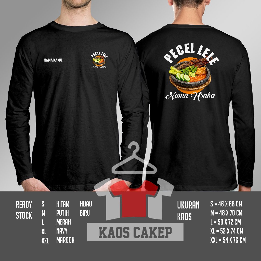 Kaos Pecel Lele Vector Ulekan isi Pecel Lele Gratis Nama Usaha dan Nama Kamu Lengan Panjang Baju Dis