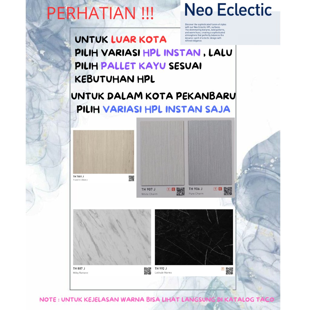(LUAR KOTA WAJIB PALLET KAYU) HPL TACO PATTERNS TH 887/906/907/992/7001 J (BACA DESKRIPSI SEBELUM CO