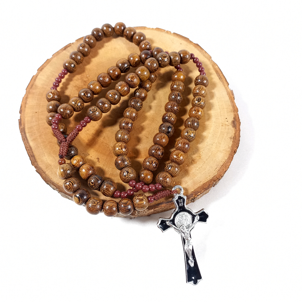 Kalung Rosario 77 Bapa Kami Bahan Kayu Galih Kelor Alami - Rosario 77x Doa Bapa Kami - Rosario 77 Ba