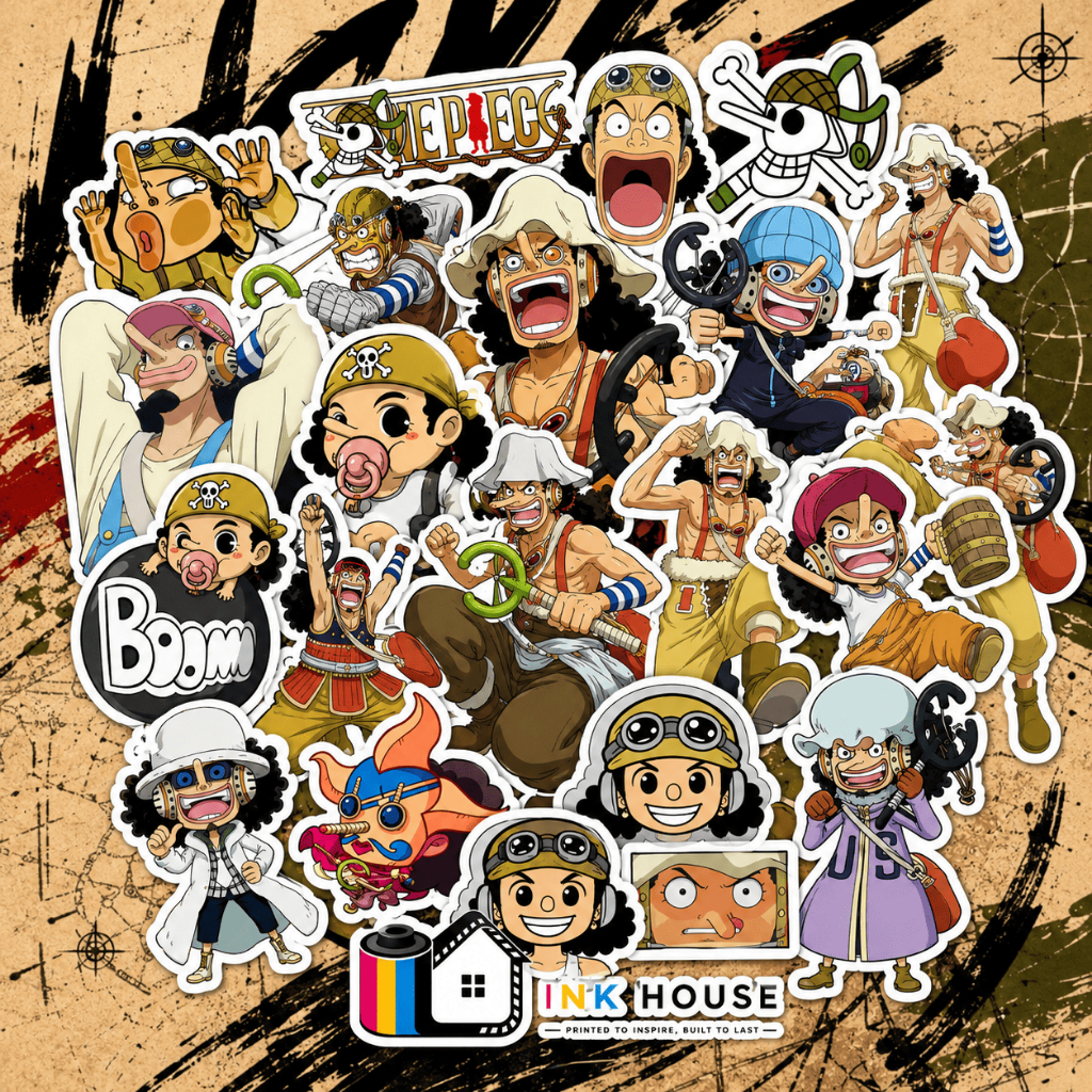 24 PCS STIKER PACK GODD USOPP ONE PIECE | STIKER ANTI LUNTUR TAHAN AIR | AESTHETIC STIKER
