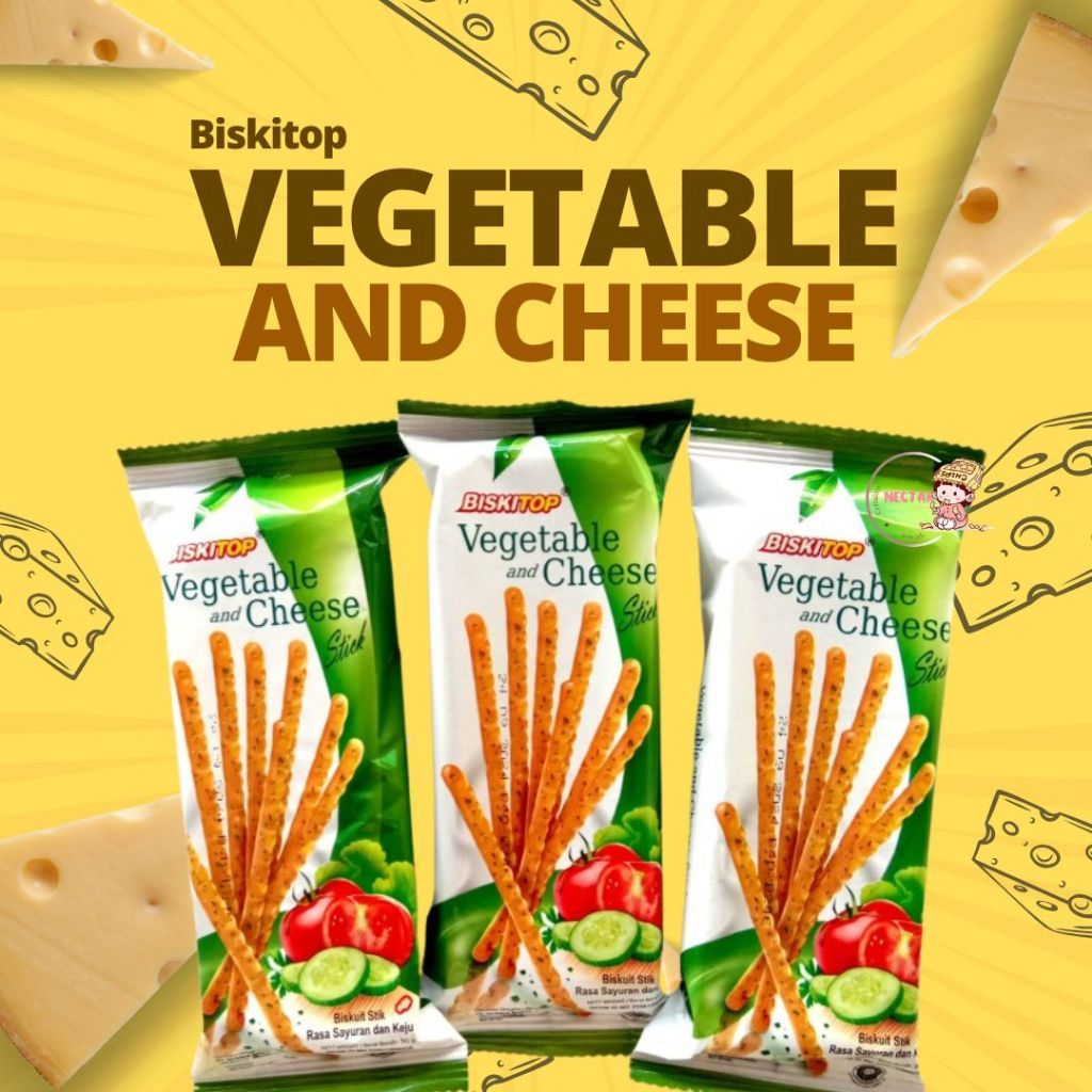 BISKITOP - (1 DUS) Vegetable Cheese Gingger Milk Curry Stick Sesame Stick Biskuit Biskitop