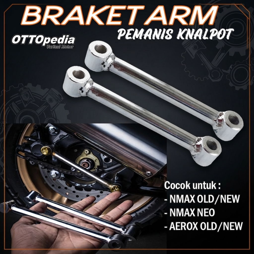 Breket Knalpot Motor Nmax Aerox - Tahan Karat, Ringan, Warna Silver Chrome Braket Pemanis Knalpot St