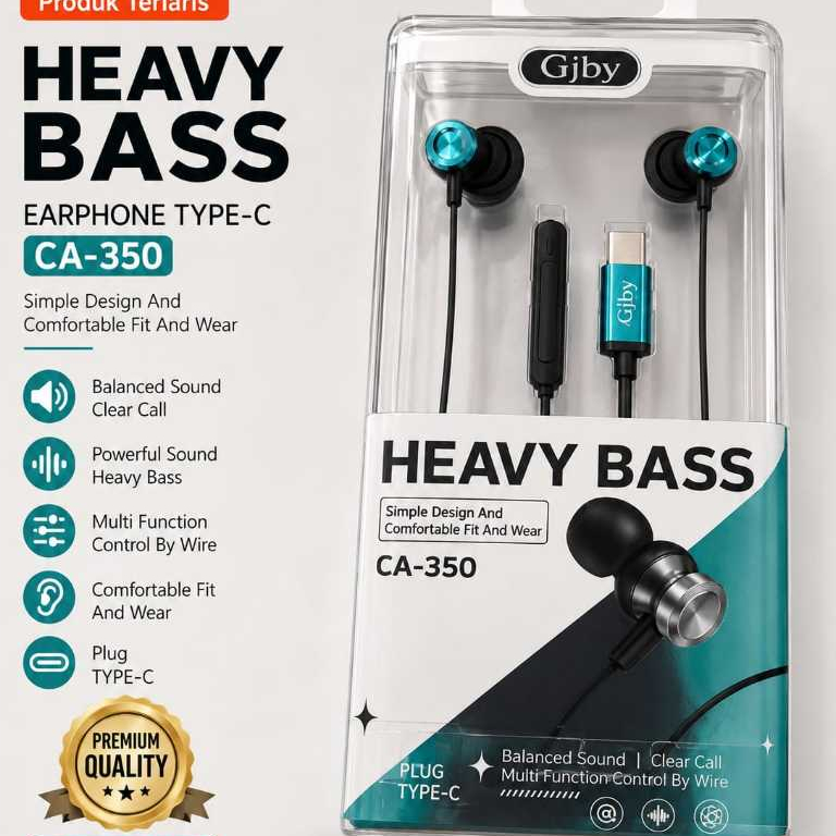 HF GJBY CA-350 TIPE C || HEADSET EARPHONE TIPE C GJBY ||HEADSET KABEL