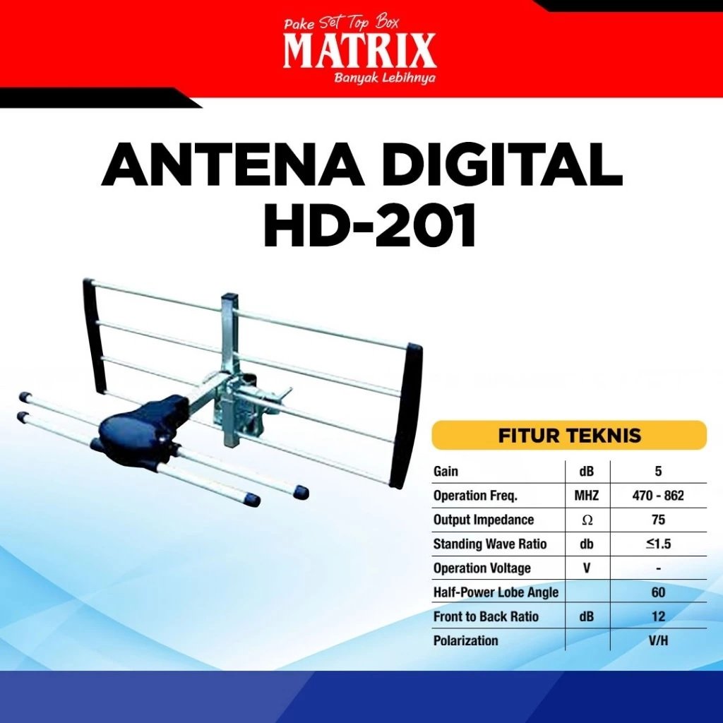 MATRIX - Antena TV Digital HD-201 Free Kabel 12 Meter