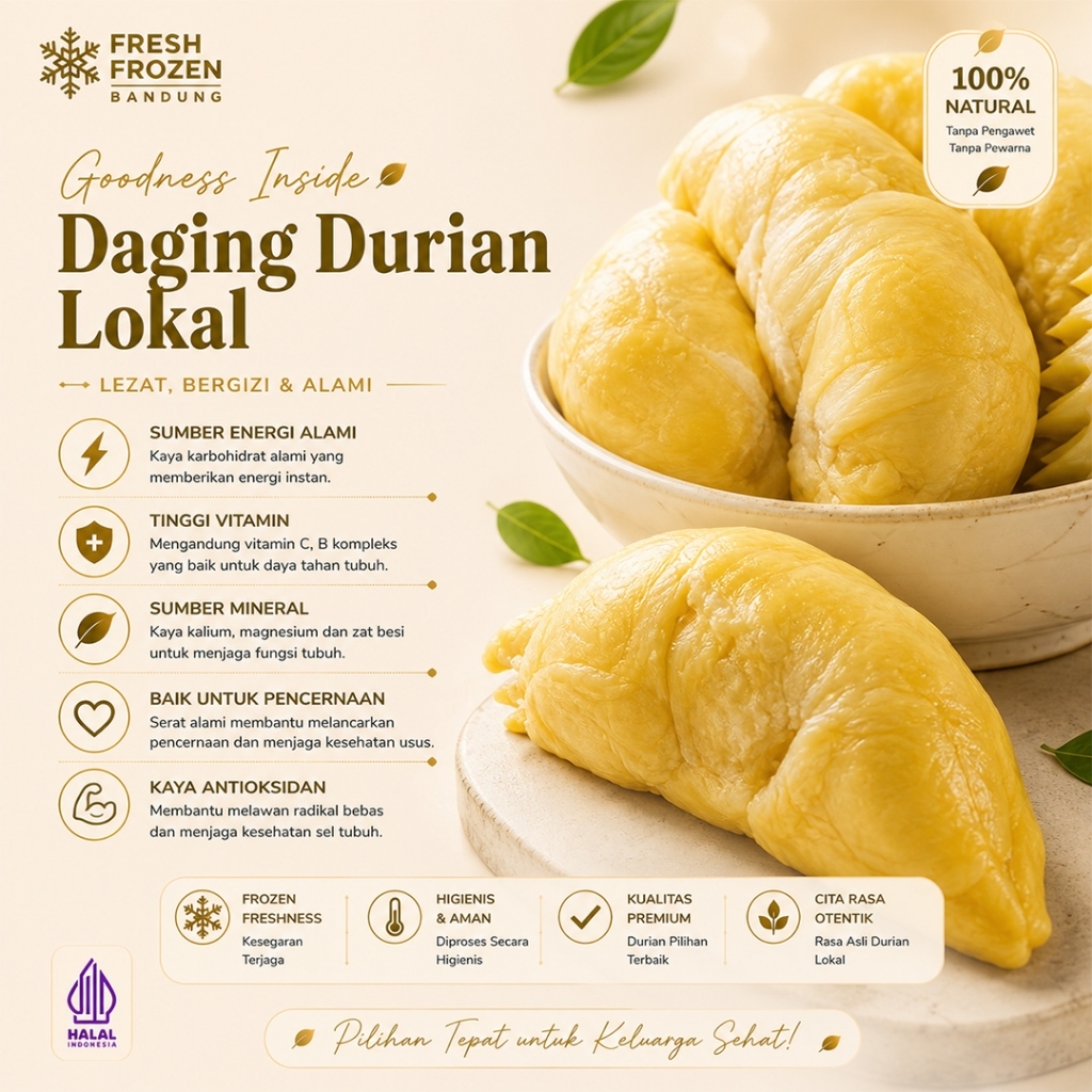 COD Daging Durian Lokal Premium Berkualitas 500Gr - 1Kg Harga Grosir Instant | fresh_frozen_bandung