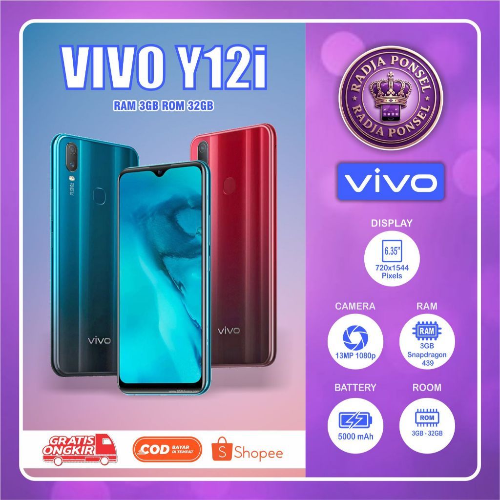 VIVO Y12i  | HP Second batangan siap pakai RAM 3/32GB