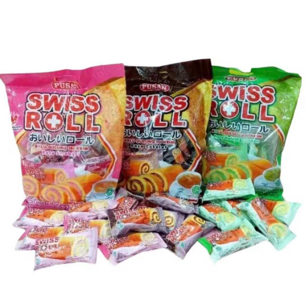 Pusan Swiss Roll Bolu Gulung Isi Krim 20 Pcs 360gr / Swiss Roll