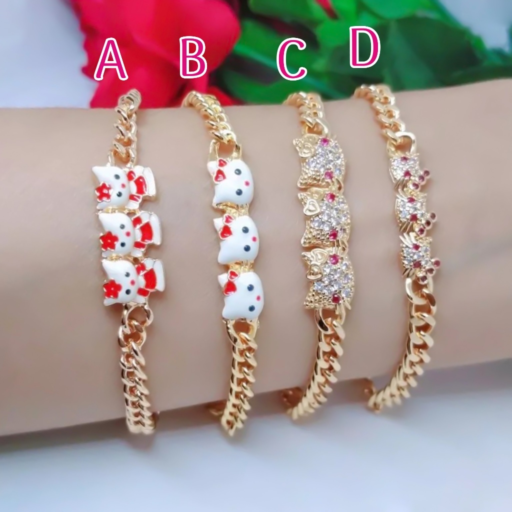 Gelang anak rantai model hello kitty panjang 15cm gold lapis emas koin malaysia