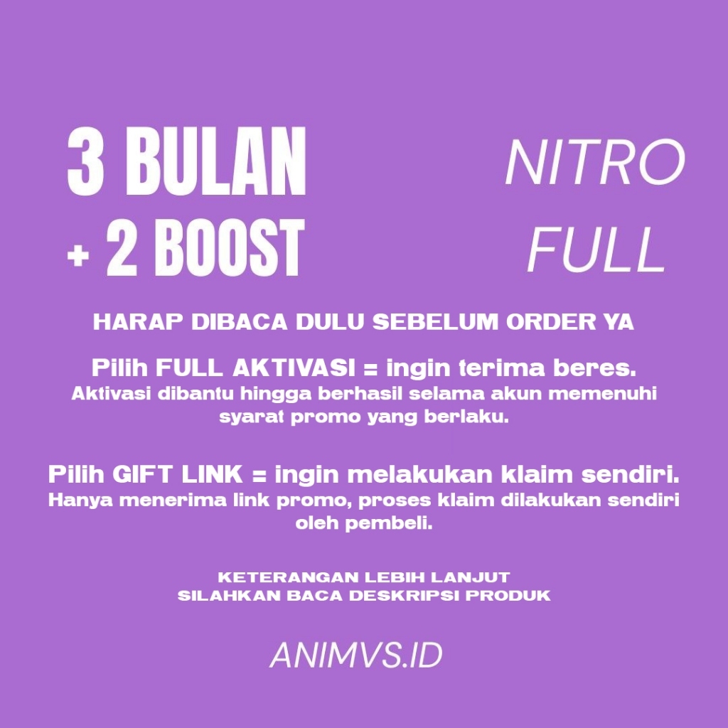 NITRO FULL 3 Bulan + 2 Boost Animvs.id