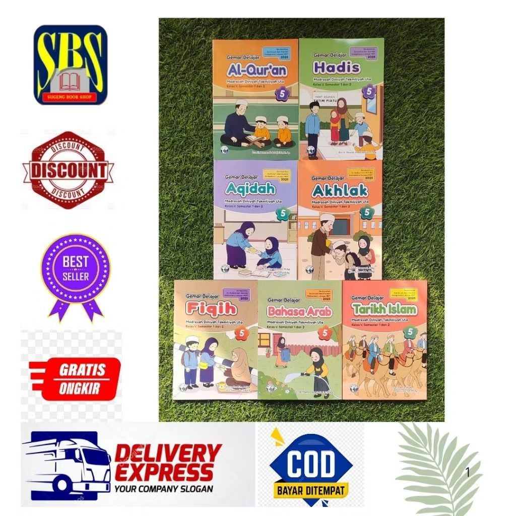 Full Set 7 Mapel Buku Paket Gemar MDTA/MDTU Kelas 5 KURIKULUM 2025 Penerbit RIZQI Versi 6 Tahun