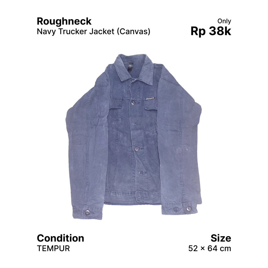PRELOVED Jaket ROUGHNECK Tempur Navy Trucker Canvas