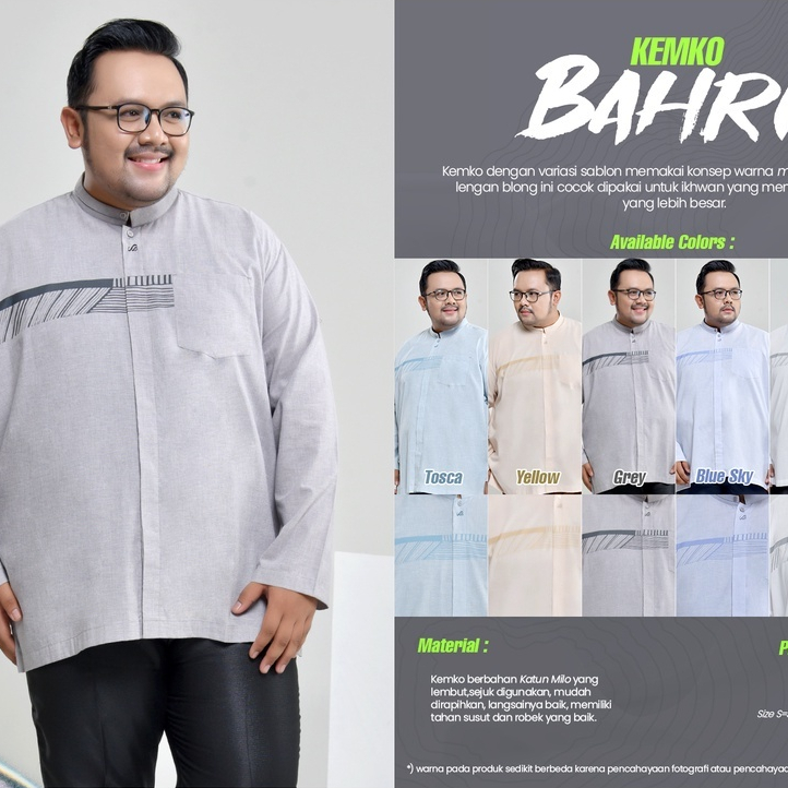 Rabbani - Kemko Kemeja Koko Bahri Lengan Pjg