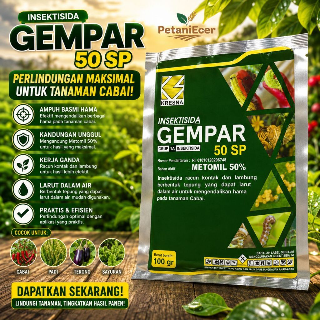 Gempar 50 SP Insektisida Kontak dan Lambung - Bahan Aktif  Metomil 50 %