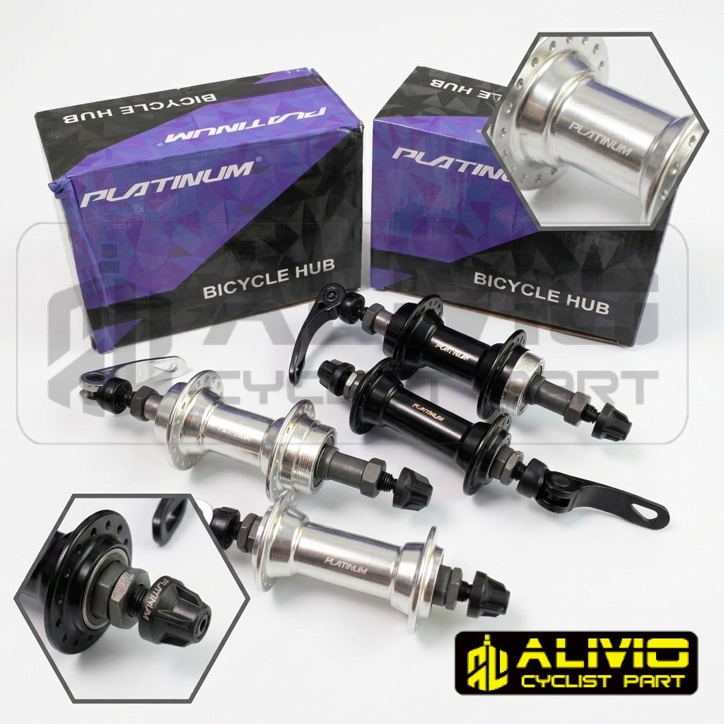 HFH Hub Freehub PLATINUM Quick Release 36 Hole Alloy Vbrake 4 Bearing Hitam Silver Sepeda Federal MT
