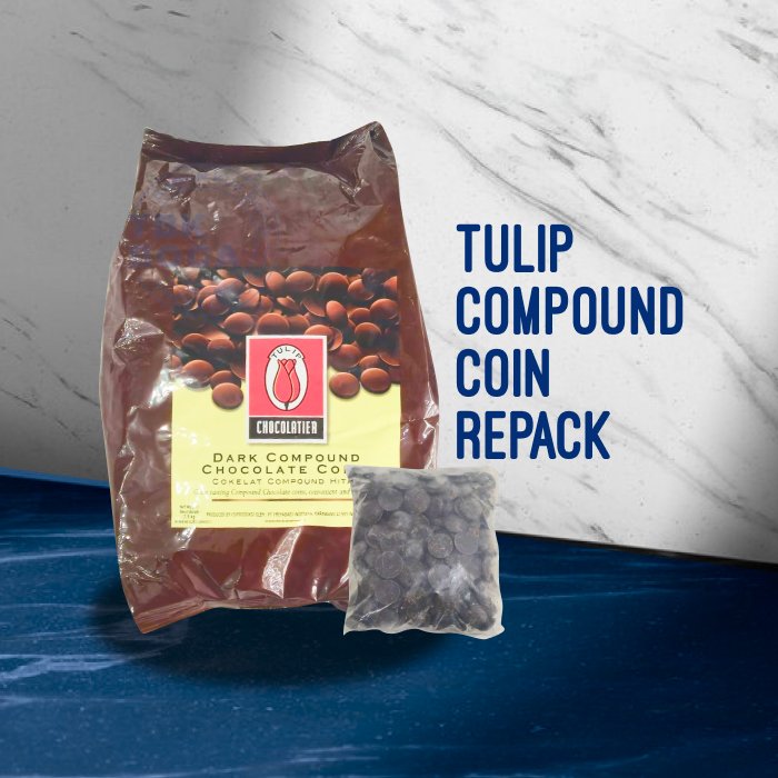 ( Repack ) Tulip Compound Coin ( 500 gr ) DCC Koin Coins Bukan Couverture Dark Coklat Coating
