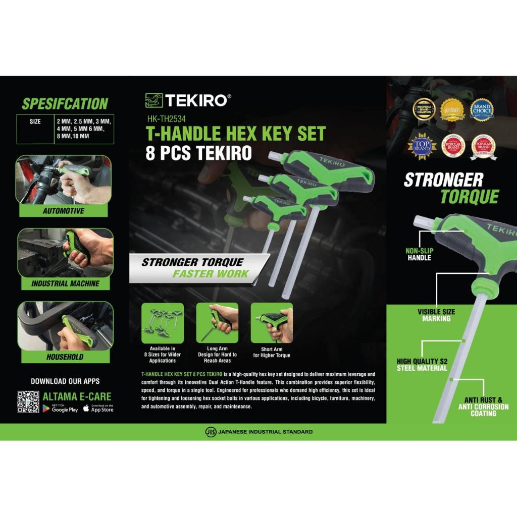 TEKIRO KUNCI L MODEL T MULTIFUNGSI - T HANDLE HEX KEY SET