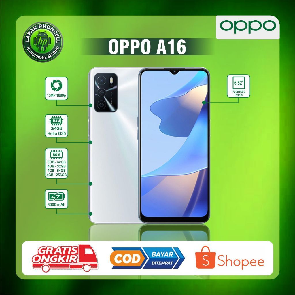HP OPPO A16 Second normal RAM 3/32GB RAM 4/64GB