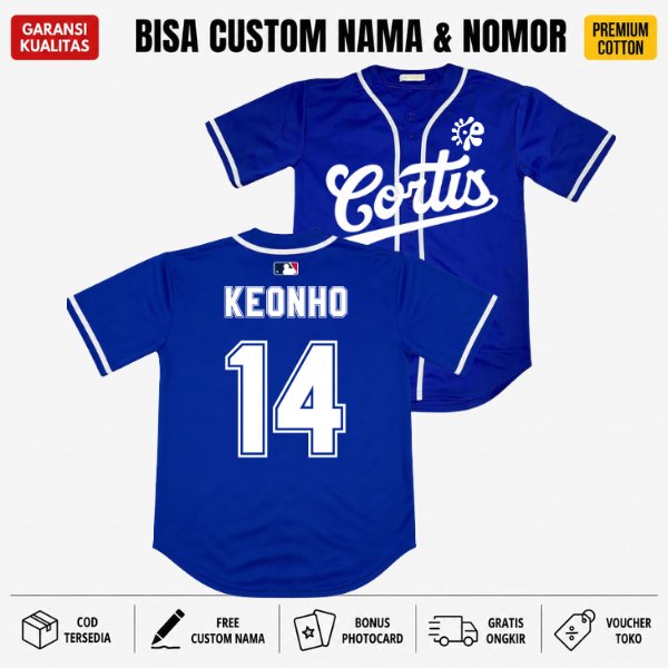 Jersey Cortis | Jersey Baseball Kpop | Unisex Bisa Custom biru softball