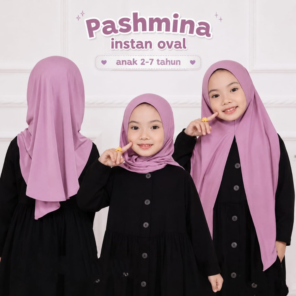 PASHMINA OVAL ANAK | PASHMINA INSTAN OVAL ANAK JERSEY | HIJAB INSTAN OVAL ANAK 3-12 THN