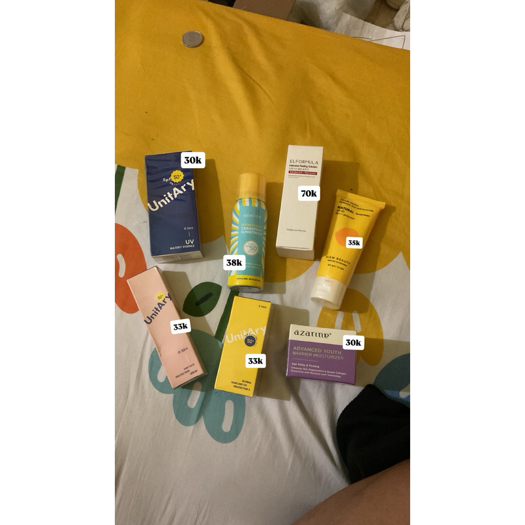 (part 1) preloved skincare sunscreen elformula peeling moisturizer