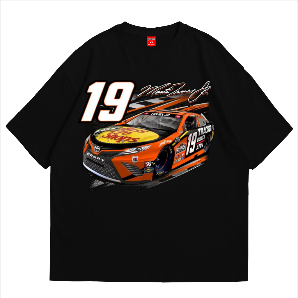 CRACKEDATTIC Kaos Oversize Hitam Motif Nascar 19 Matt Kenseth Trueton Jr