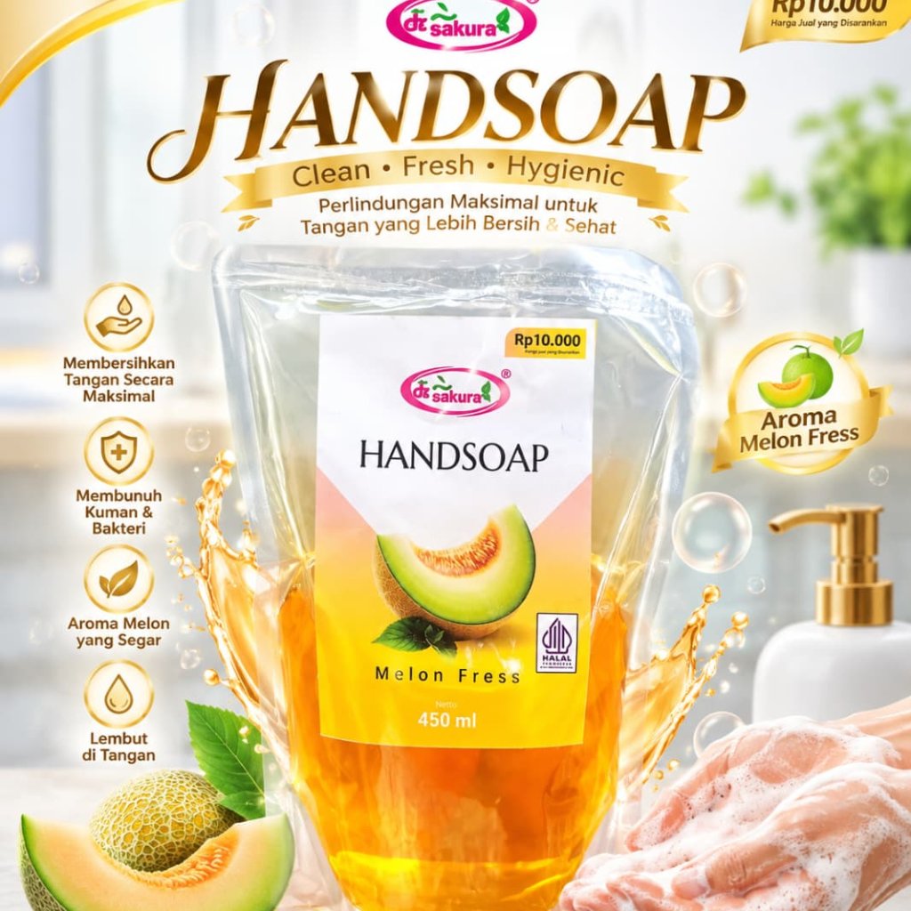 DZ Sakura Handsoap (Sabun Cuci Tangan)  Melon Fress Kemasan 450ml