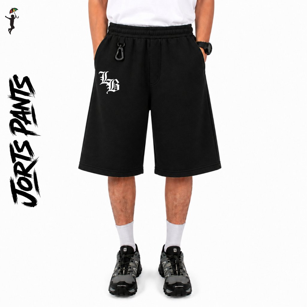 GRG Apparel Jorts Fleece | Celana Jorts | Celana Pendek Jorts Fleece 280gsm Shorts Hitam
