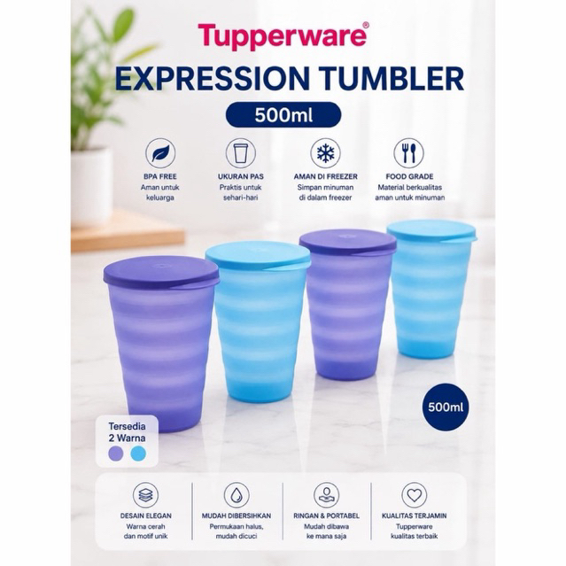 tupperware expression tumbler 500ml gelas
